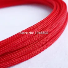 Красный 4 мм Плетеный ПЭТ расширяемый рукав высокой плотности Обшивка плетеный кабель рукава ткань кабель винтажная лампа шнур питания