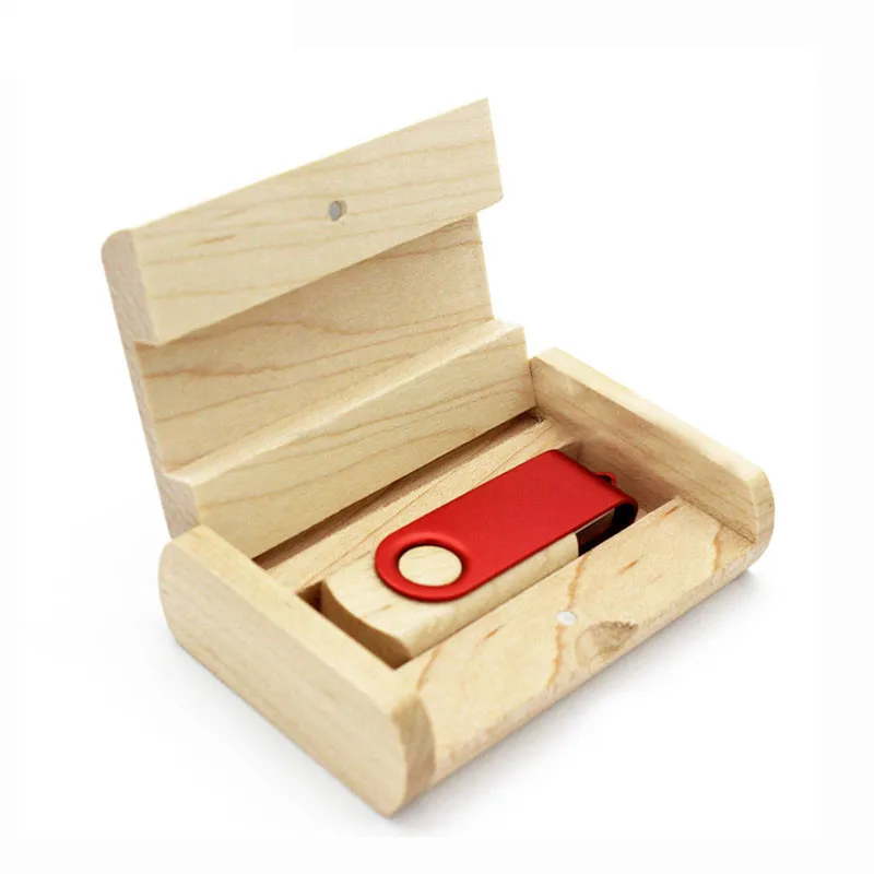 Red POWERONE вращающийся металлический деревянный usb+ коробка ручка-накопитель 4 ГБ 8 ГБ 16 ГБ 32 ГБ 64 ГБ Usb флеш-накопитель USB 2,0 карта памяти фотография подарок - Цвет: Red