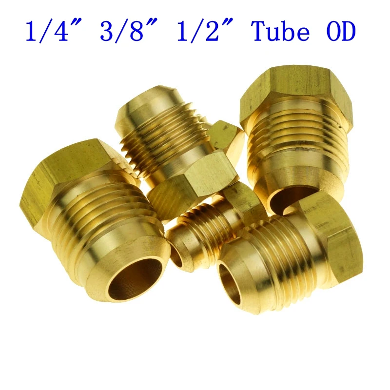 

3pcs 1/4" 3/8" 1/2" Tube OD Brass SAE Flare Fitting Plug 45 degree Flare