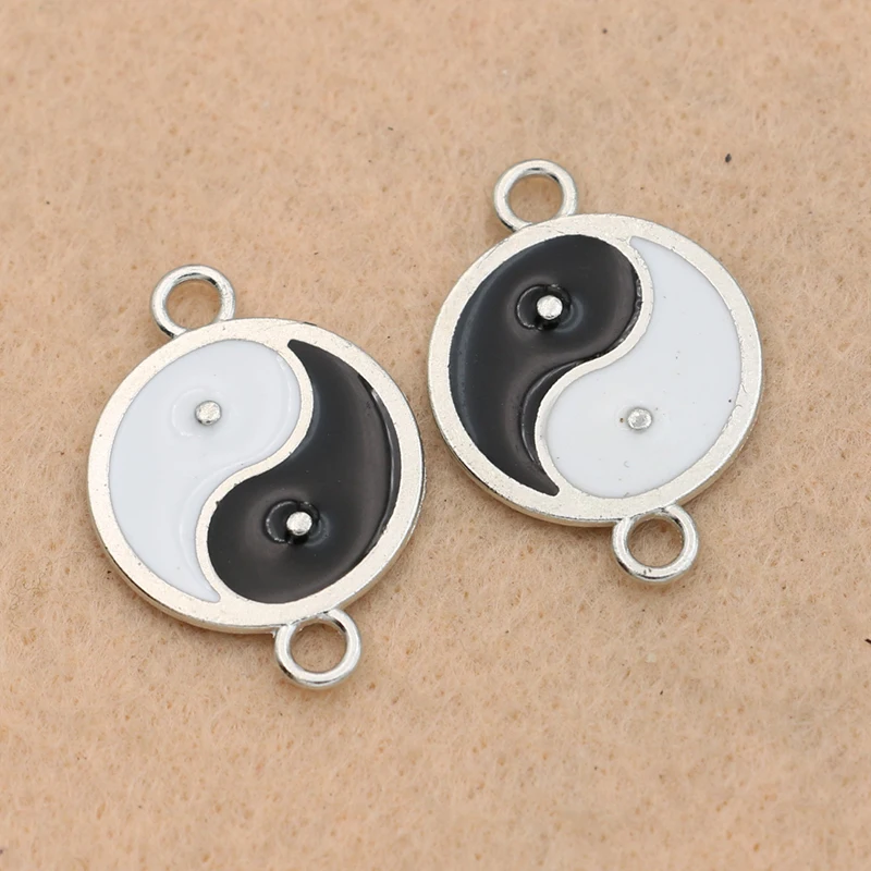 5pcs Antique Silver Plated Yinyang Charm Connector For Jewelry Making Accessories Diy Handmade