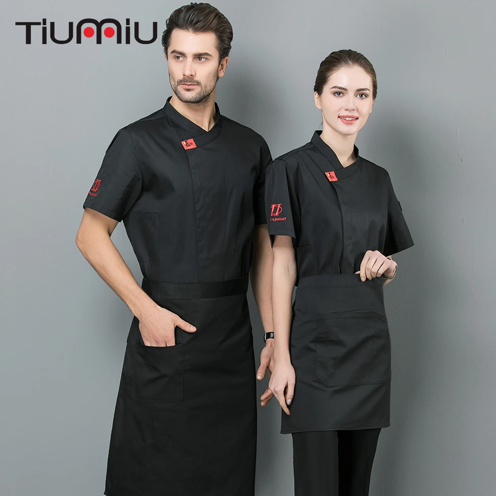 

2019 New Arrival Chef Jacket Short Sleeve Men Women Chef Shirt Food Service Kitchen Kochjacke Coffee Cake Shop Sushi Uniform