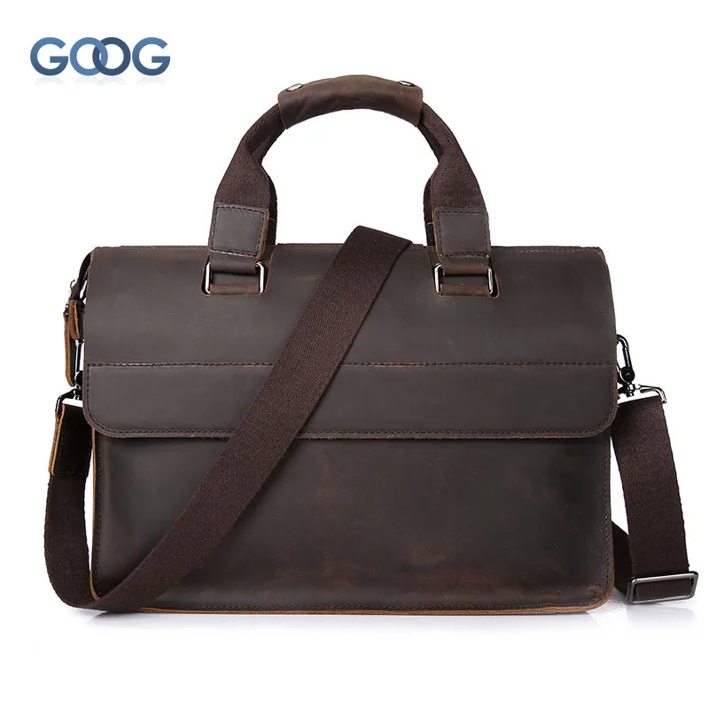 

Crazy horse skin retro briefcase men bag head layer of leather postman package large capacity leisure shoulder Messenger bag