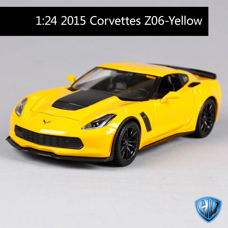 Maisto 1:24 2015 Corvette Z06 желтая синяя для автомобиля литья под давлением охлаждение