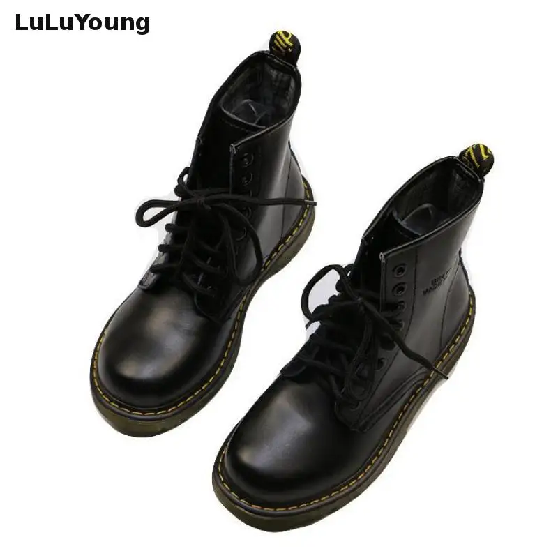 Comprar Botas Martin negras para mujer estilo Inglés Estudiante de fondo plano Casual botas Motorcle señora