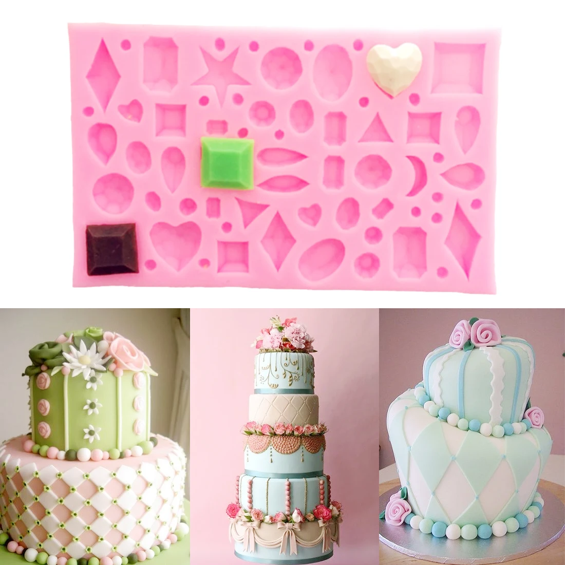 

Cake Tools 1PC Silicone Cake Mold Crystal Star Heart Diamond Shape Soap Mold Kitchen Pastry DIY Chocolate Stencils