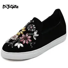 DIJIGIRLS/Женская обувь; лоферы; женская обувь на плоской подошве; сезон весна-осень; Эспадрильи с круглым носком и кристаллами; женская обувь без застежки