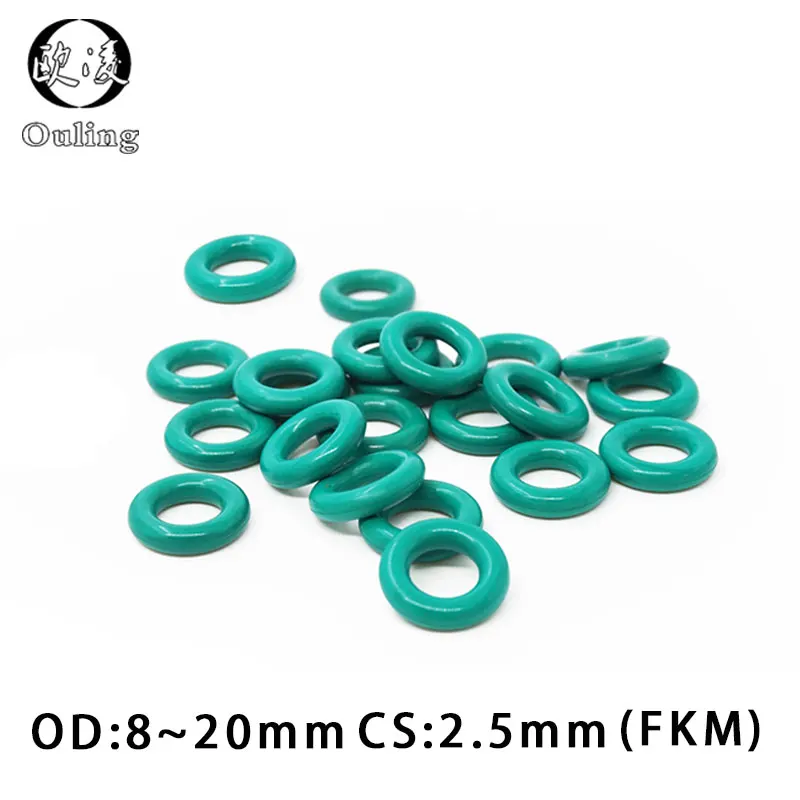 

10PC/lot Rubber Ring Green FKM/Viton O ring Seal OD8/9/10/11/12/13/14/15/16/17/18/19/20*2.5mm Thickness O-Ring Oil Gasket Washer