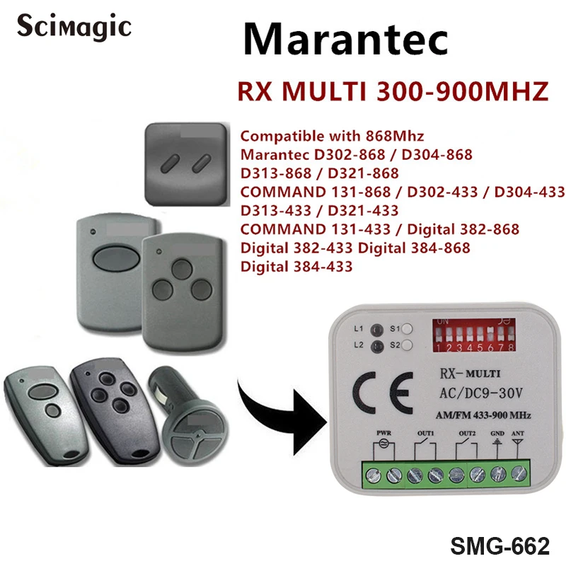 RX MULTI 300-900 МГц AC DC 9-30 в приемник подходит BENINCA BERNER HORMANN MARANTEC SOMMER 868 МГц пульт дистанционного управления 433 МГц