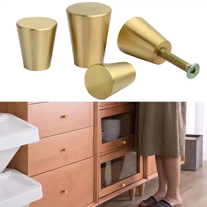 Brass Furniture Door Knob Cabinet Knobs Handles Wardrobe Drawer Pull Decor Tool