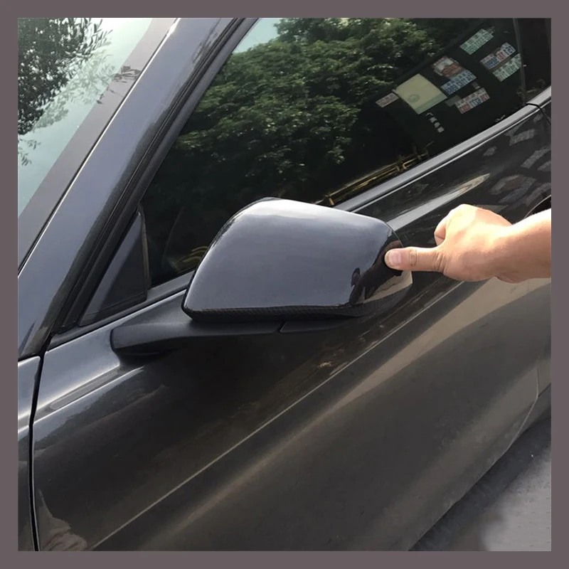 QHCP автомобиля Стайлинг углеродного волокна зеркало заднего вида крышка оболочки боковое зеркало рамка Encase для Ford Mustang