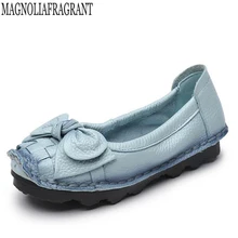 Новинка года; винтажные женские туфли на плоской подошве ручной работы с бантом; повседневная обувь; женские туфли из натуральной кожи с мягкой подошвой; модные лоферы; k22