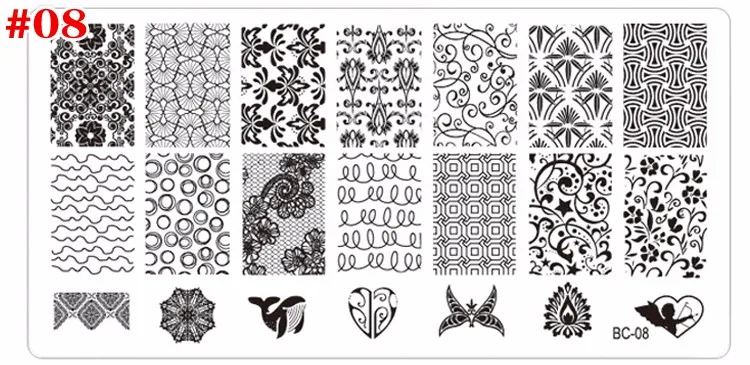 Flores de Renda Unha de Aço Novas Unha Selo Arte Carimbar Placa Imagem 10 Pçs - Lote 6*12 cm Template Inoxidável Manicure Ferramentas Stencil 10 High Quality Beleza e saúde