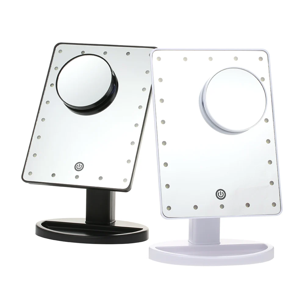 

LED Makeup Mirror Touch Screen Adjustable Brightness with 10X Magnifying Vanity Mirror USB/Batteries Use
