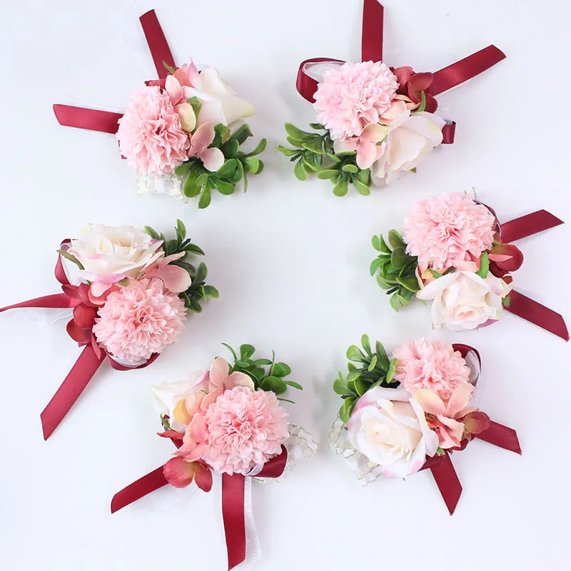 bridesmaid bracelet flower wedding wrist corsage  (17)