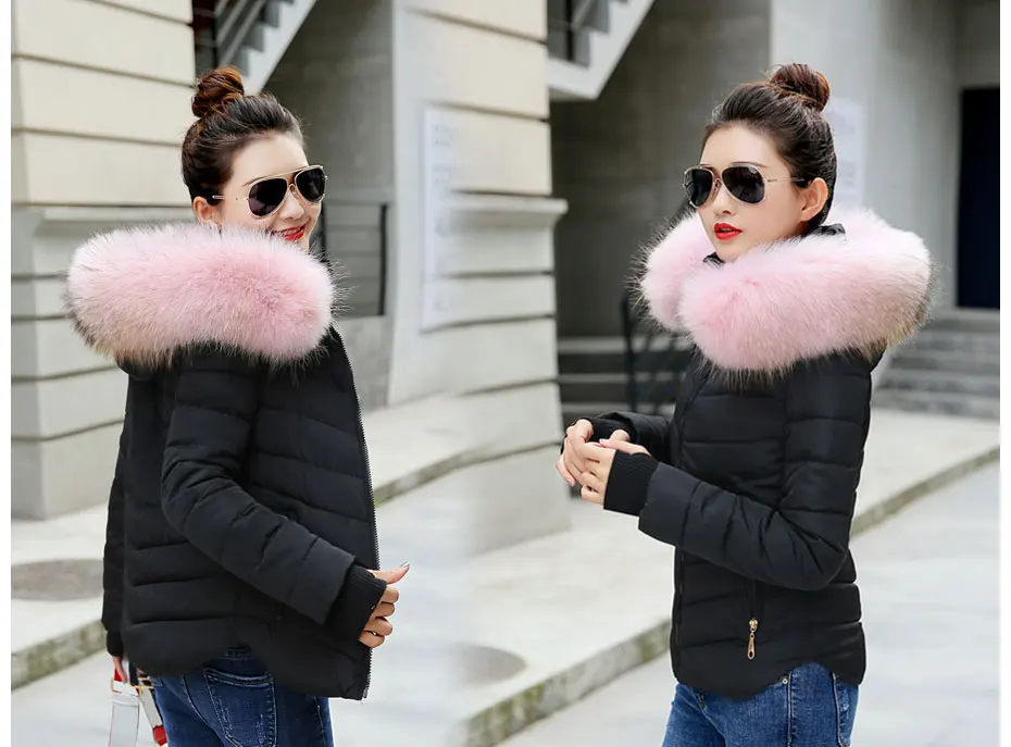 warmest winter coats for women Female Warm Winter Jacket 2020 Fashion Women Hooded Fur collar Down Cotton Coat Solid color Slim Large size Female Coat Leather Jackets