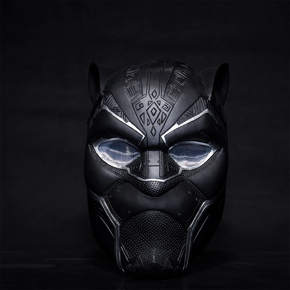 2018 New Black Panther Helmet Cosplay T'Challa Mask Costume Halloween Helmet Handmade PVC prop (1)