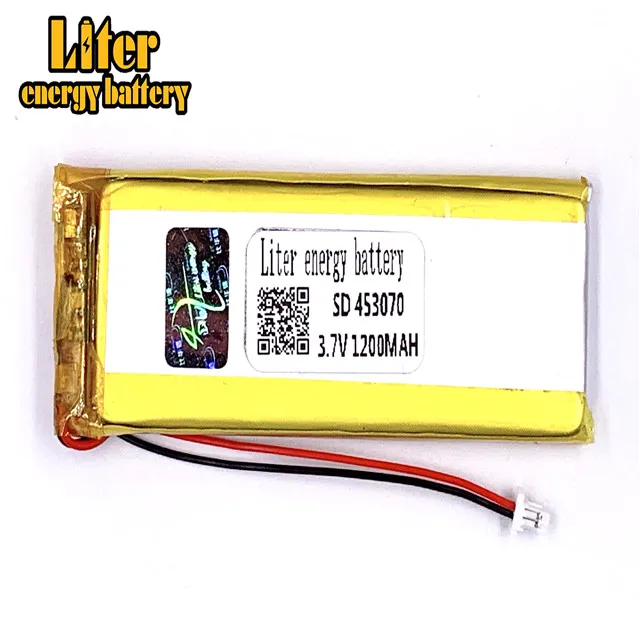 

1.0MM 2pin connector 3.7 V 453070 1200mah e-books GPS PDA lithium polymer li-ion rechargeable battery lipo battery