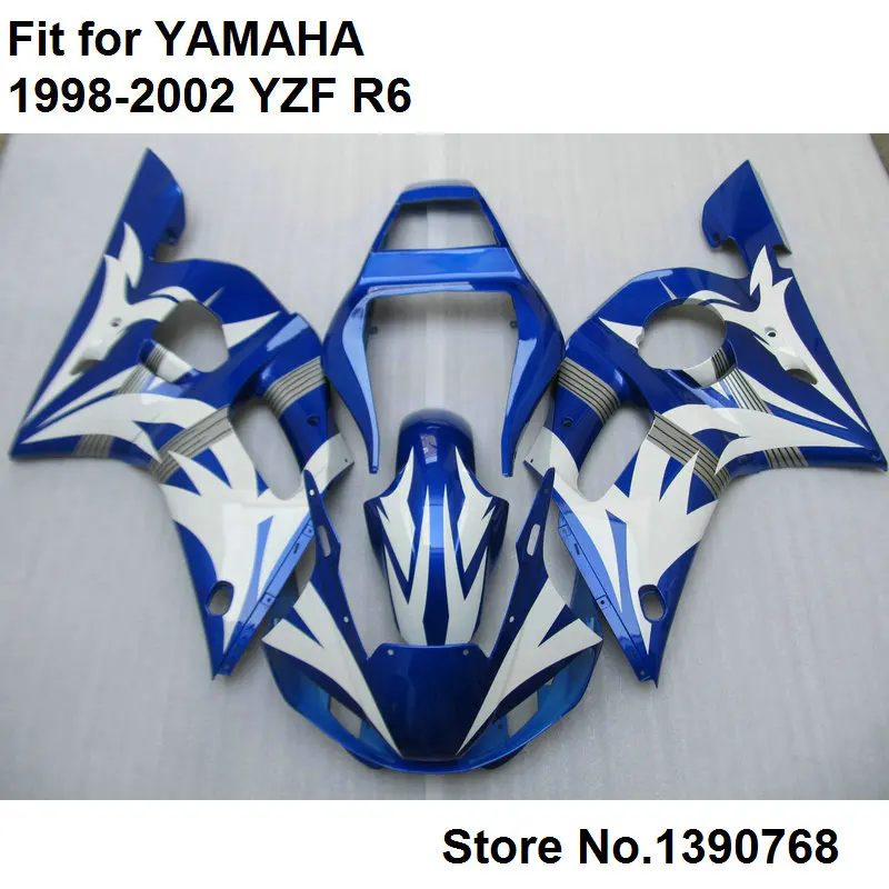 

Free custom fairing kit for Yamaha dark blue white YZF R6 98 99 00 01 02 motorcycle fairings set YZFR6 1998-2001 2002 LV70
