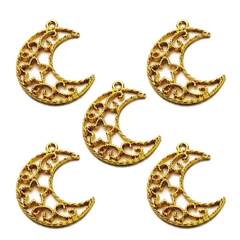 

5Pcs Crescent Moon Blank Resin Frame Pendant Open Bezel Setting Jewelry Making