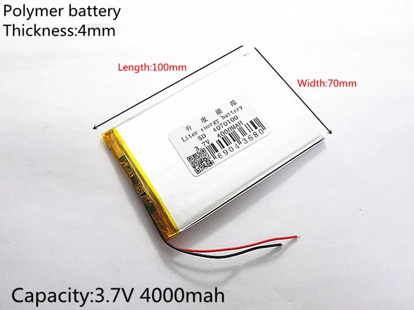 Литр энергии Батарея 3,7 в 4000 мАч 4070100 литий-полимерный Батарея с защитой доска для 7 дюймов планшетный ПК
