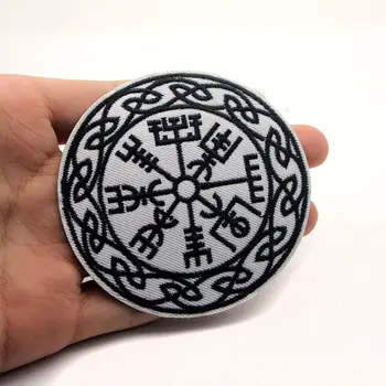 

D0007 Patchfan 20pcs/lot Hot Round Embroidered Patch Pagan Viking Paganism Embroidered Patch Iron On patch Norse Mythology DIY