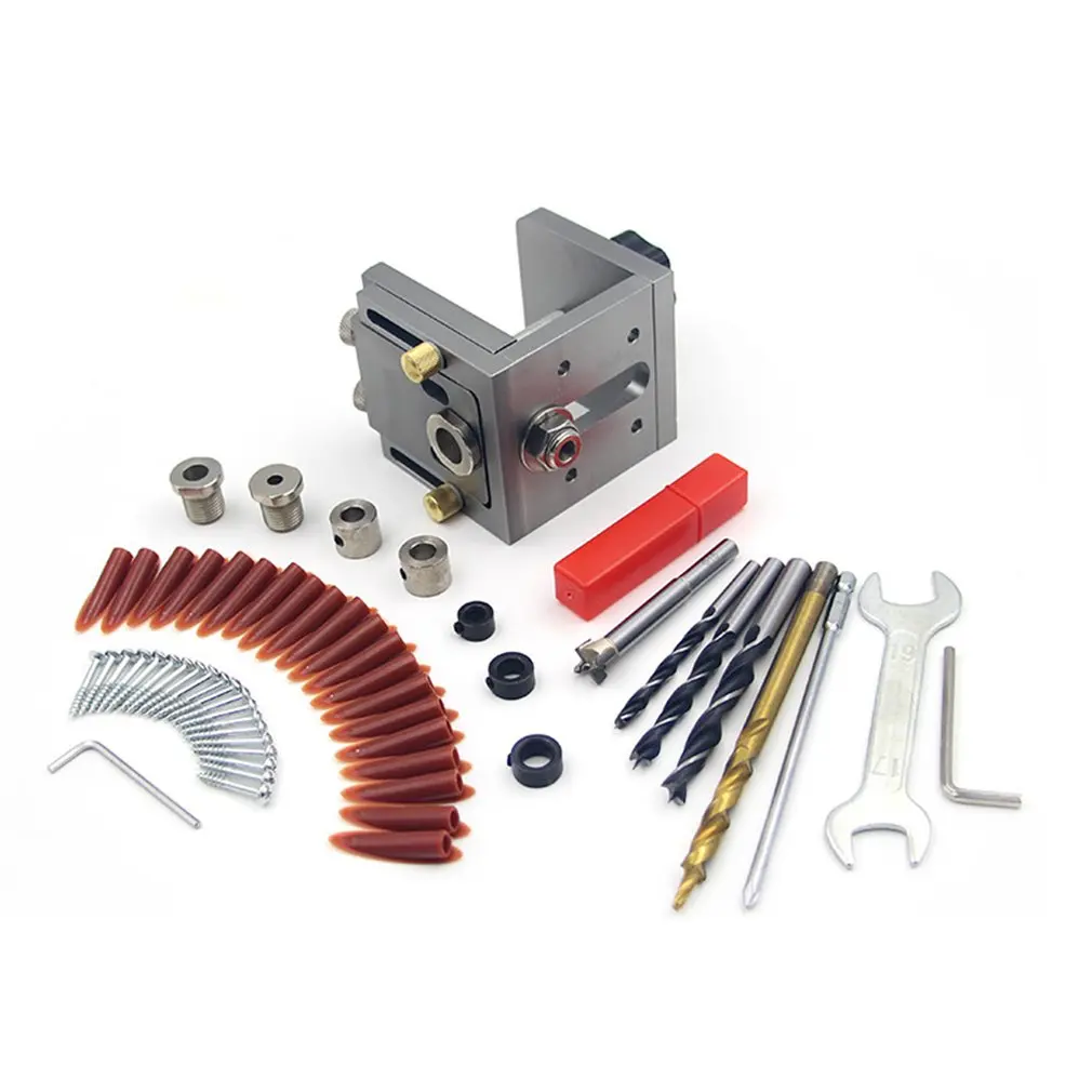 

Pocket Woodworking Hole Jig Kit Drill Locator Drill Guide Drill Bit Set Drilling Doweling Hole Saw Tools DIY Carpenter Tools