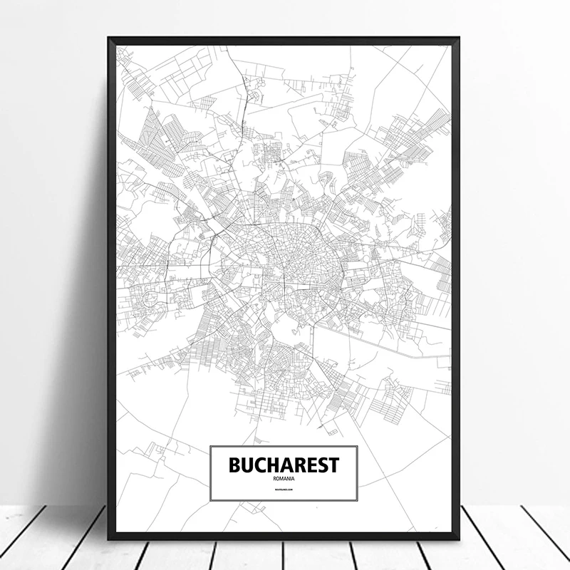 Бухарест Румыния черный белый обычный фотографический постер холст печать