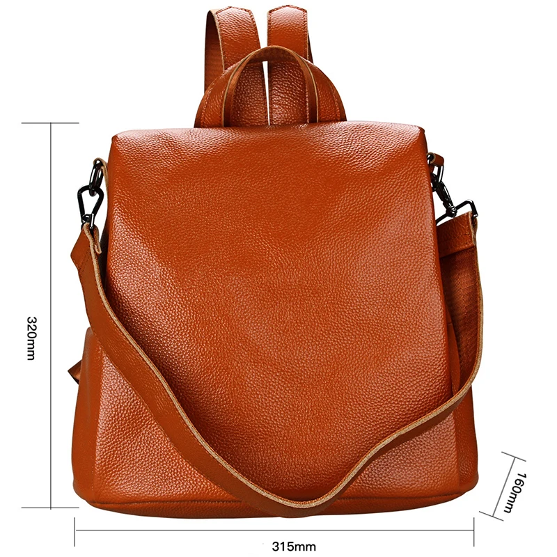 Модный женский рюкзак, рюкзак для ноутбука из натуральной кожи, одноцветная сумка через плечо, большая вместительность, школьные рюкзаки, 3 цвета