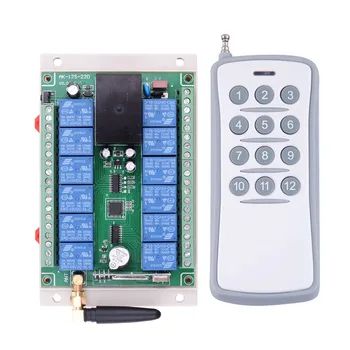 

AC 110V 220V 250V 12 CH RF Remote Control Lighting Switch 12 channel 10A Relay 220V Receiver + Transmitter in 433MHZ