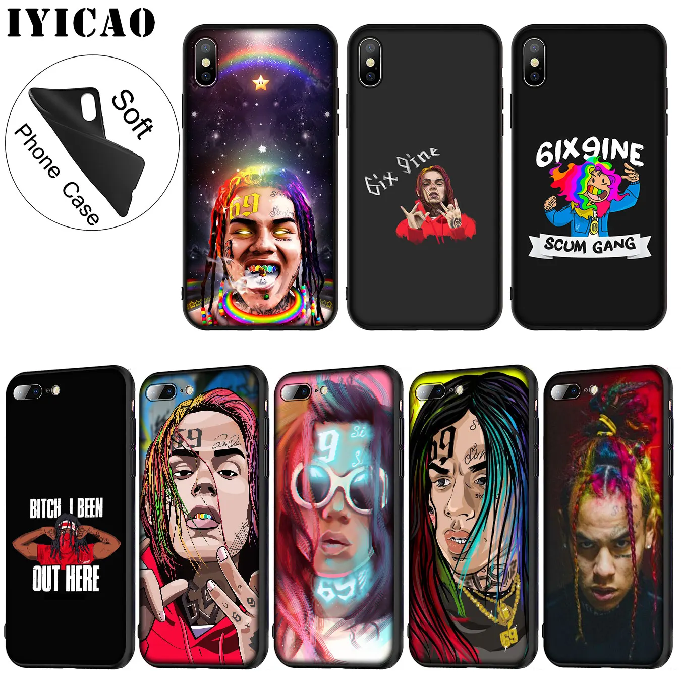 IYICAO 6ix9ine Tekashi Tekashi69 Мягкий силиконовый чехол для телефона iPhone XR X XS 11 Pro Max 6 6S 7 8 Plus 5 5S