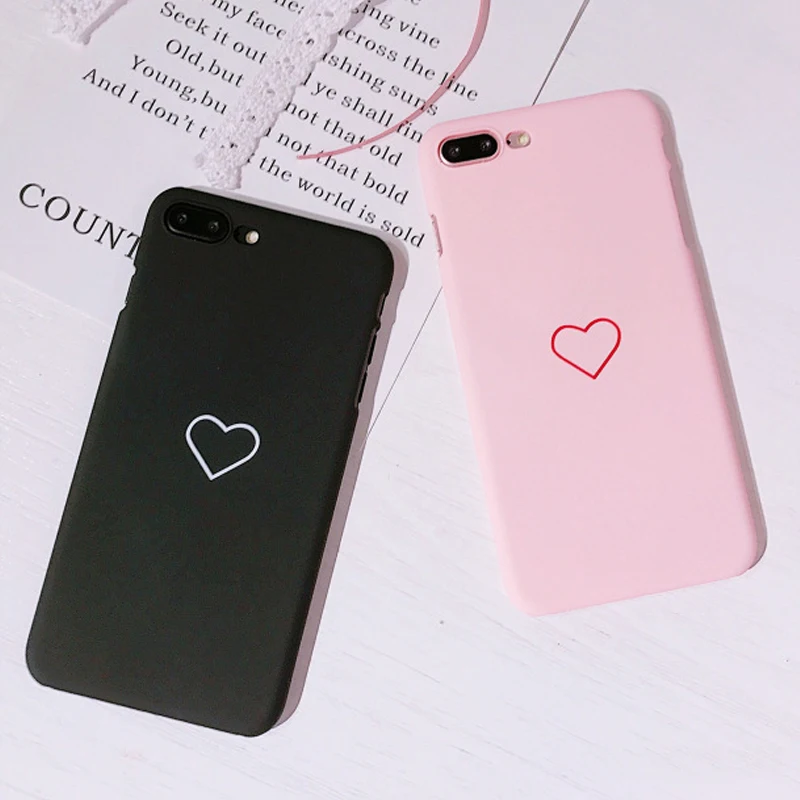 

Luxury Phone Case For iPhone 6 6S 7 8 Plus Couple Heart Pattern Case For iPhone XS Max XR XS X Ultra-thin Hard Matte Case Cover