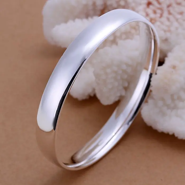 

silver plated bangle bracelet, 925 jewelry silver plated fashion jewelry, Gloss Oblate Bangle dny atc