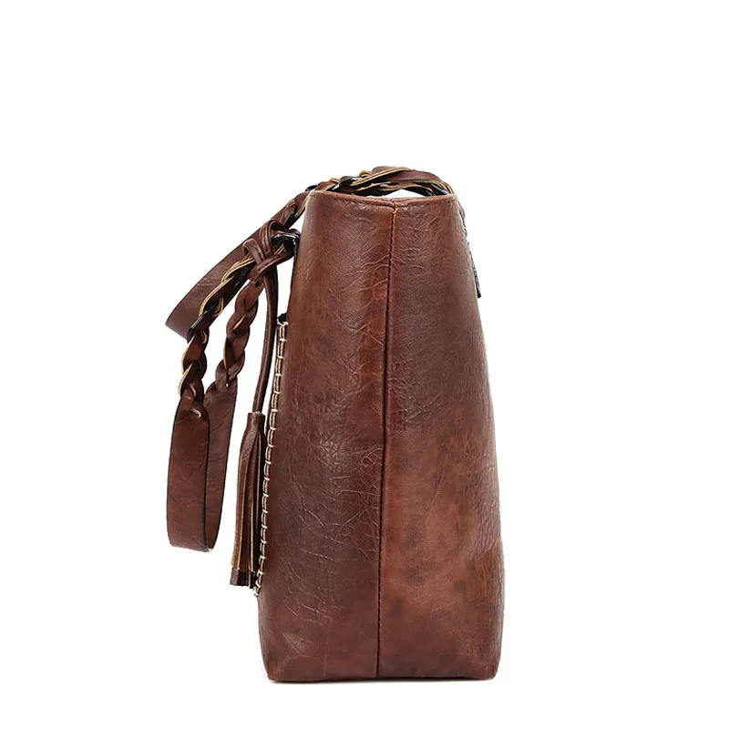  Vintage Handbag Women Brown Leather Shoulder Bag Ladies Retro Tote Large PU Handbags bolso 2019 Fas - 32789029229
