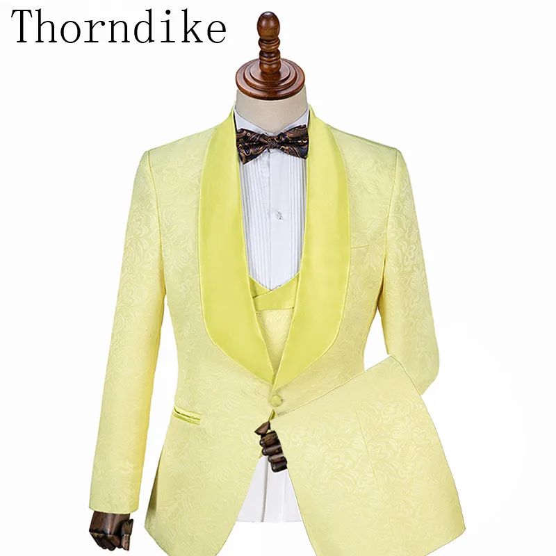 Mens Suit Groom Tuxedos Shawl Lapel Groomsmen Best Man Three Pieces Wedding