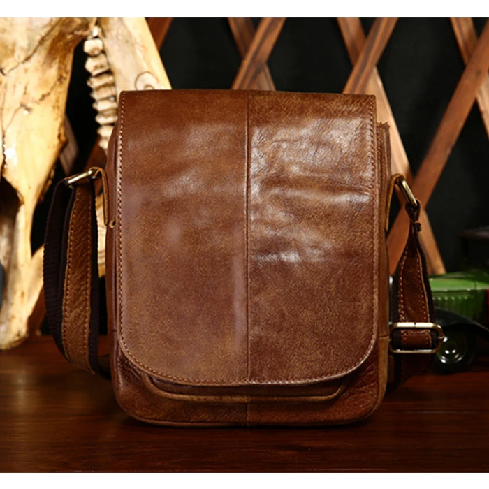 Vintage Fashion Men Messenger Bag 100% Genuine Leather Men black Shoulder Crossbody Bag Brand Design Man Bag Brown messenger bag