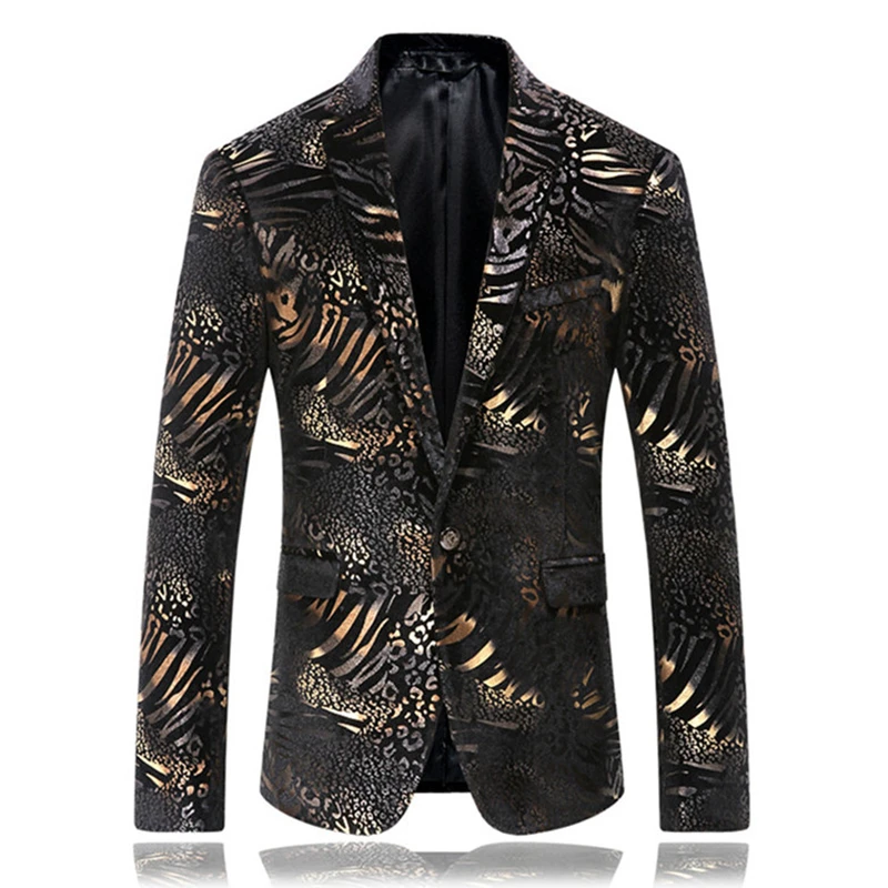 Black Blazer Men Paisley Floral Pattern Wedding Suit Jacket Slim Fit Stylish Costumes Stage Wear For Singer Mens Blazers Designs