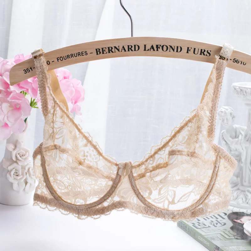 

Hot Sexy Bra Floral Lace Padded Thin Bralette Bra for Female Adjusted Underwear Women Transparent Fresh Bras Brassiere Lingerie