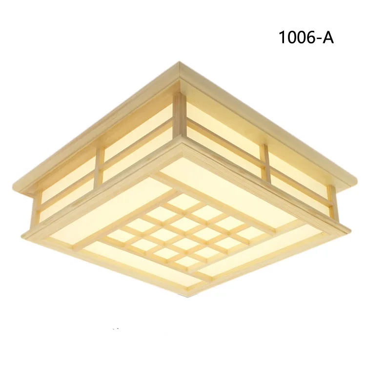 Японский стиль татами деревянный потолок Pinus Sylvestris ультра-тонкий светодиодный светильник натуральный цвет квадратная сетка бумага потолочный светильник - Цвет корпуса: A