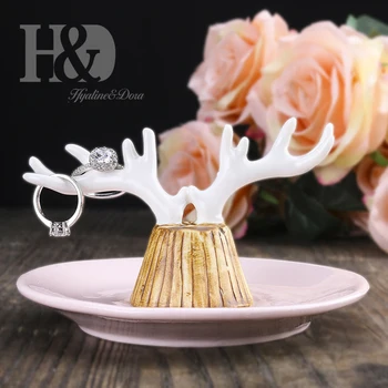 

H&D Jewelry Tray Ceramics Ring Dish Jewelry Holder Tray Dish for Rings,Earring,Necklace,Bracelet Jewelry Stand Gift for Friends