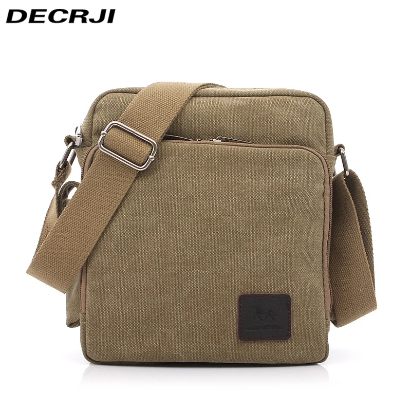 DECRJI сумки через плечо на молнии для мужчин маленькая холщовая мужская сумка