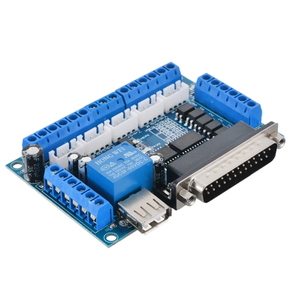 1pc 5 Axis Cnc Breakout Board With Usb Cable For Stepper Motor Driver ...