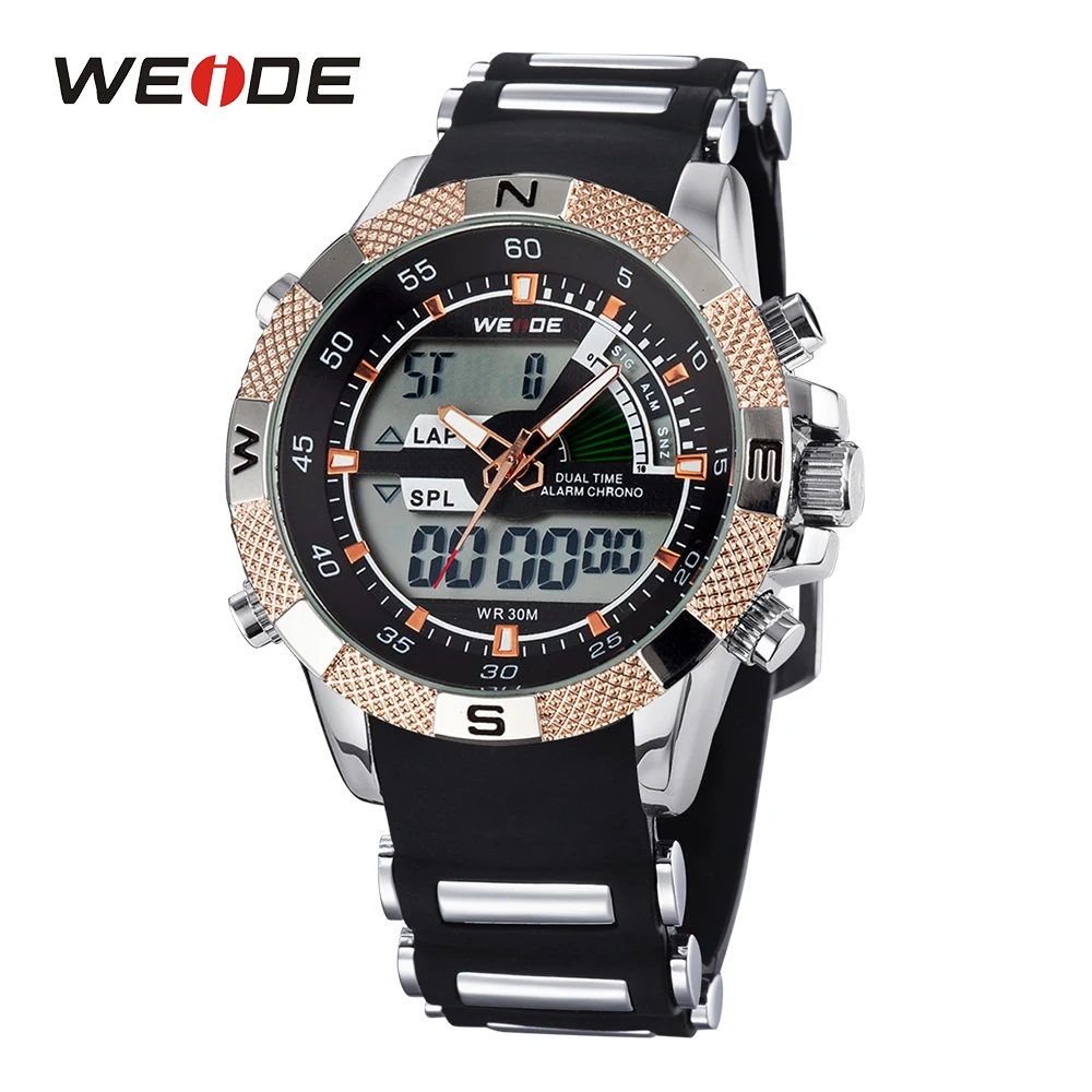 Preise WEIDE männer Quarz Bewegung Luxus Sport Modell Armee Military Stoppuhr Alarm Analog Digital Armbanduhr Silikon Strap Band 3ATM