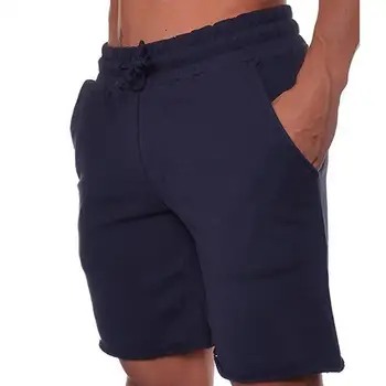 

Men's Bodybuilding Fitted Jogger Elastic Waist Drawstring Fitness Short Pants Solid Workout Shorts Home with Pocket 3 Colors