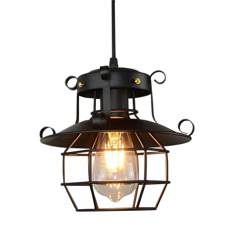 

Industrial Vintage Led Pendant Lights Cord Iron Hang Lights Kitchen Bar Loft Retro Pendant Lamp E27 Bulb Black Lighting Fixtures