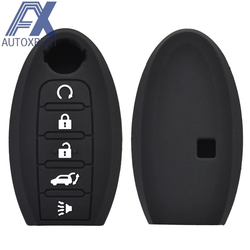 

AX Silicone Remote Key Case Fob Shell Cover Skin Holder 5 Button For Nissan Rouge Maxima Altima Sentra Murano Qashqai
