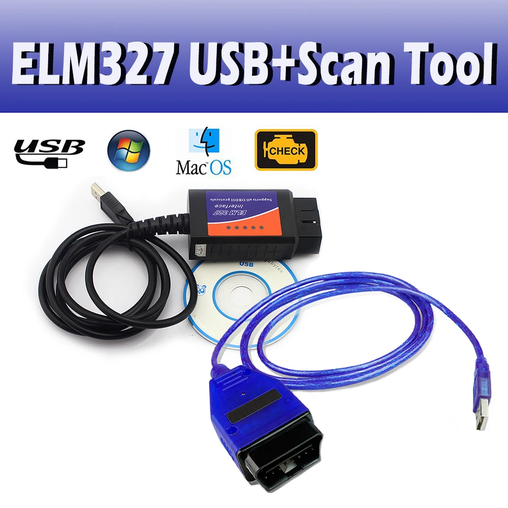 OBD 2 OBDII car detector ELM327 scanner eml327 vag com usb elm 327 USB Cable Diagnostic