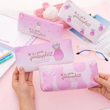 Creative PU Women Cosmetic Bag Pink Pineapple Portable Makeup Bag Necessarie Storage Zipper Large Capacity Make Up Case
