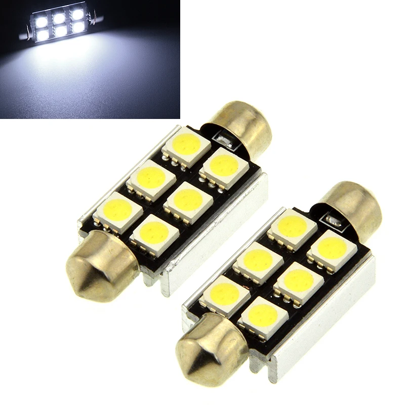 10X CAN-шина плафон 42 мм Festoon 6 SMD 5050 светодиодный canbus лампа для чтения автомобиля