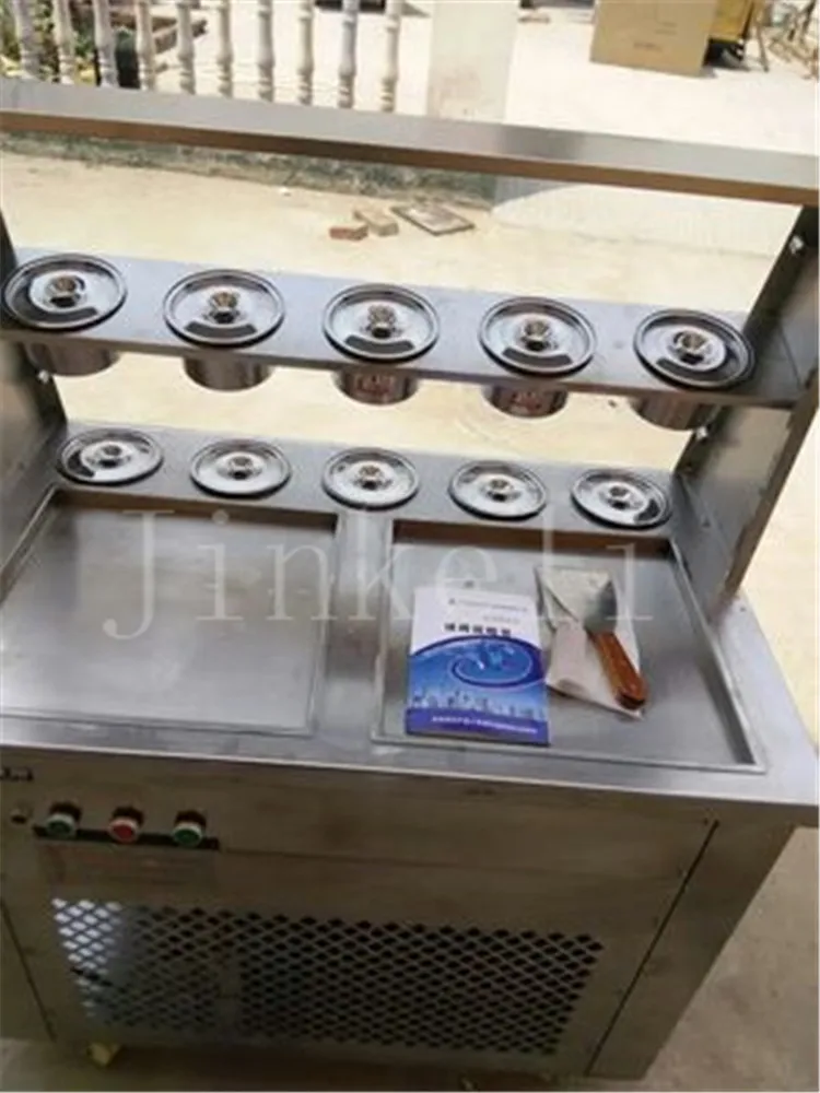 CE одобренный 220 V плоский поддон аппарат для приготовления мороженого машина для мороженого Коммерческая мороженница Машина Для Мороженого Машина для жареного мороженого рулонная машина