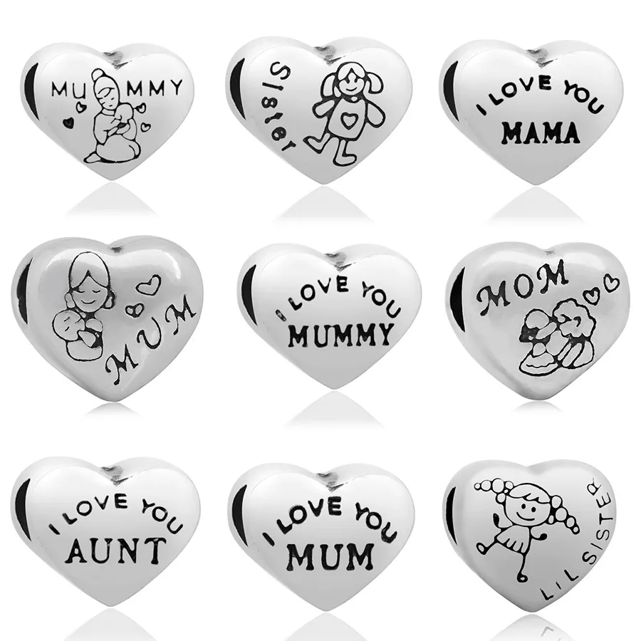 

1Pcs Lot Stainless Steel Bead family series Spacer DIY Big Hole Beads charm for Jewelry Making Fit For Pandora Bracelet charms